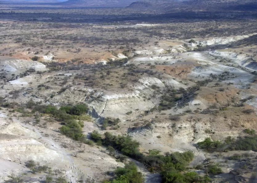 3/4 Locaility B的鸟瞰图,Olorgesailie盆地南部的肯尼亚。