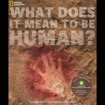 “这是什么意思是人类“书的封面展示一位30000岁的手印肖维岩洞,法国。